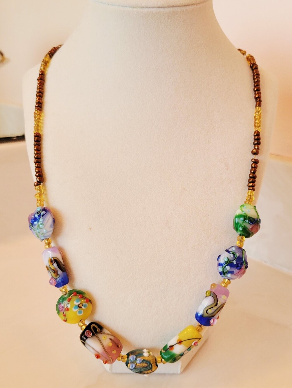 Handcrafted Multicolor Lampwork Bead Necklace - Women Jewelry